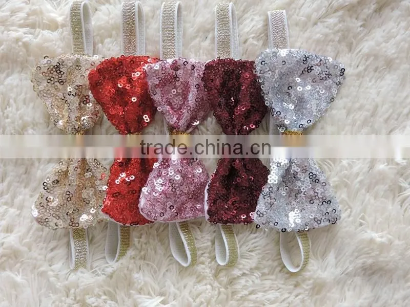 Wholesale kids headband baby girls hair accessories bow sequined headband