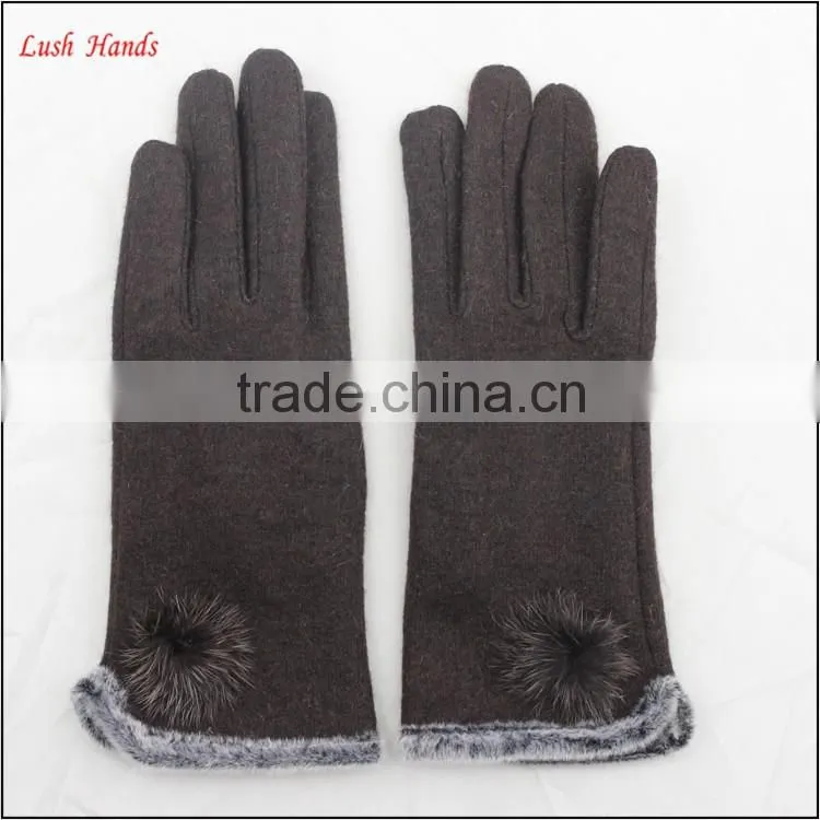women top brown woolen hand gloves spring thin hand gloves
