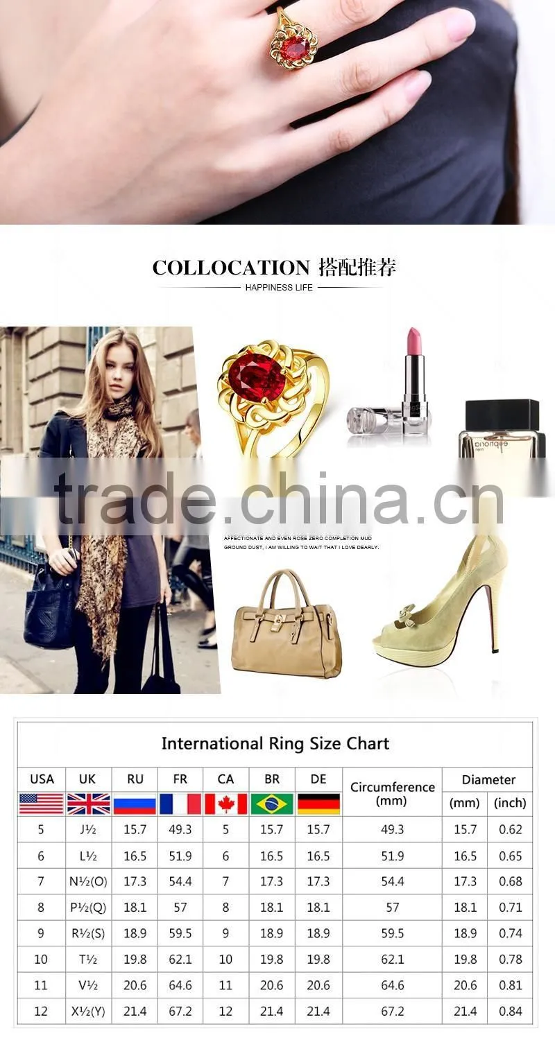 Gold Plated Jewelry Womens Ring with crystal For Engagement Ring