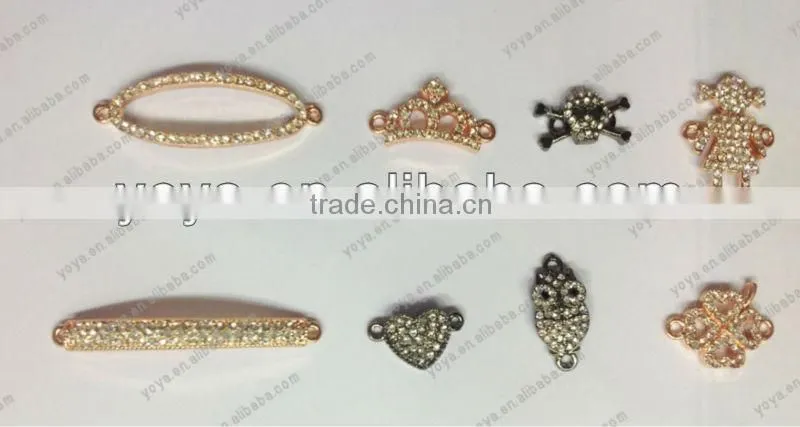 JF8512 Wholesale Rhinestone Crystal Pave Alloy Bow Charm connector For Bracelet