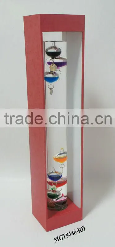 Multicolour Balls MDF Galileo Thermometer Red