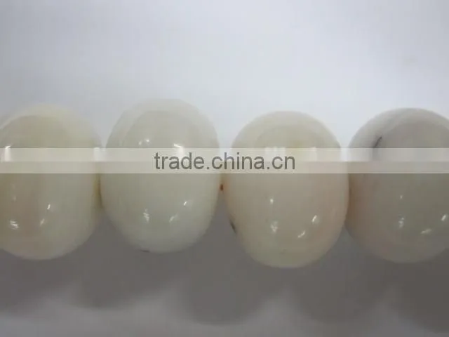 Natural white jade roundel bead mineral gemstone for jewelry making