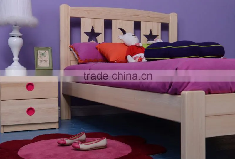 Girl Modern Bedroom Furniture in Pine Wood, Natural Color