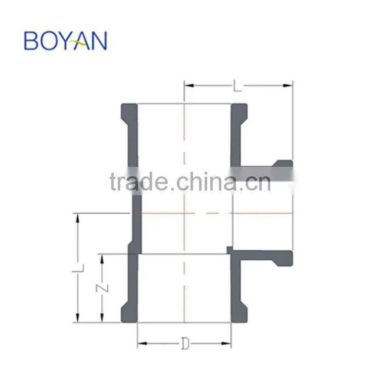 China manufacture pvc pipe fitting reducing tee