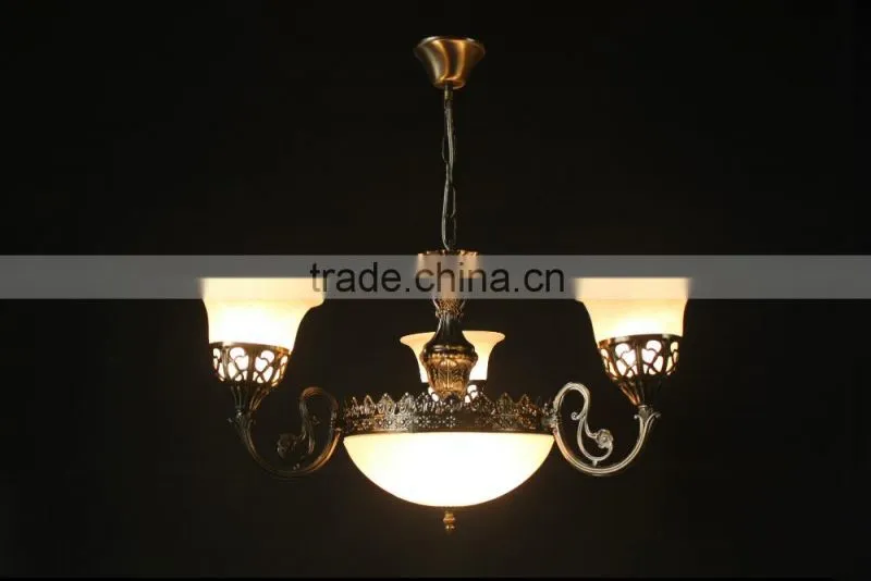 Traditional handmade flower glass ball and metal chandelier lighting