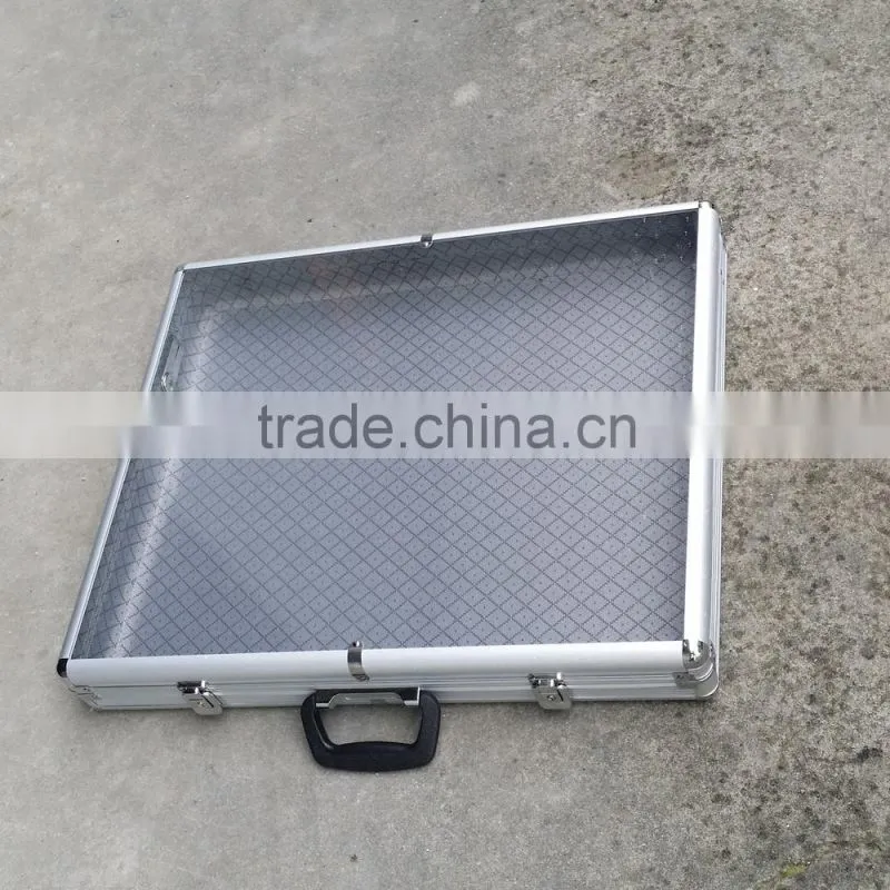 Large Aluminum Glass Top Display Locking Travel CounterTop Case w/side panel
