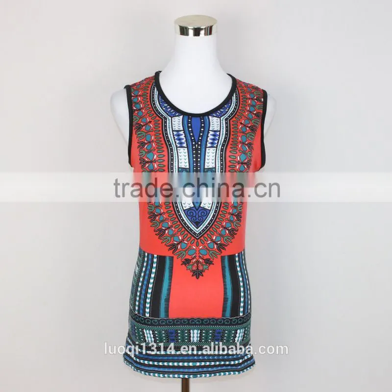 China supplier in bulk dashiki vest top, ladies african ethnic tank top, latest women dashiki top