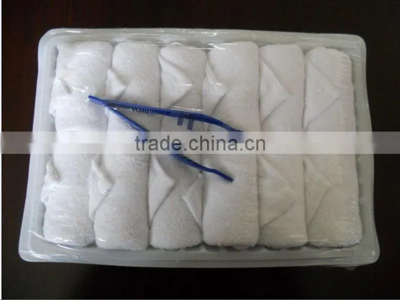 Disposable 100% cotton terry hot serving tray airline towel
