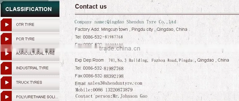 ISO,CCC,ECE,DOT TBR TYRE FACTORY QINGDAOSHENDUN TYRE CO.,LTD FAMOUS GOD WASP BRAND, LUCKY FISH BRAND,OTR TYRE WITH PATENT RIGHTS