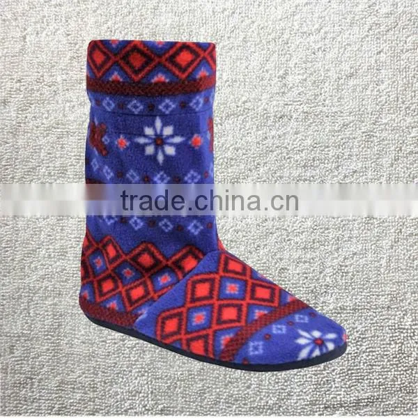 Women winter coral fleece hearts pattern slipper indoor boots