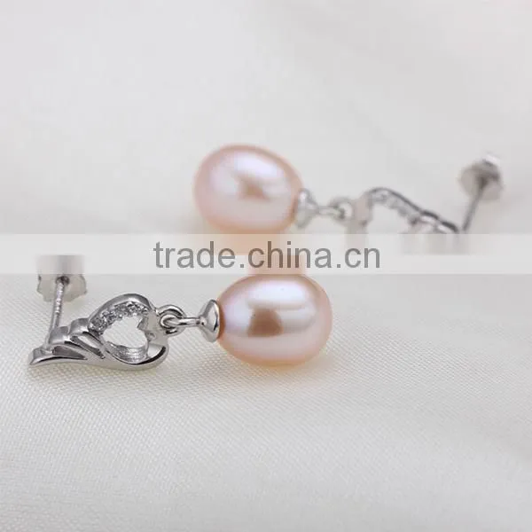 Noble Princess Simple Style Crystal Jewelry High-grade Freshwater Pearls Stud Earrings
