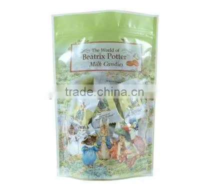 stand up foil zipper packaging bag for fudge with clear window