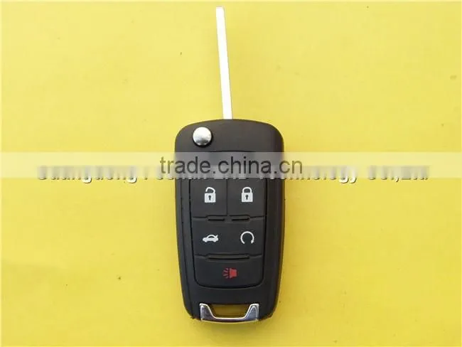 Keyless entry flip remote key Chevrolet 4+1 buttons HU100 blade