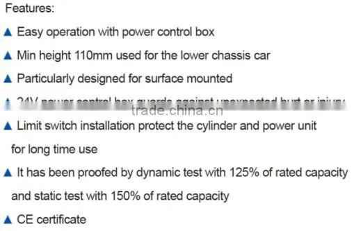 min height 110mm scissor hydraulic lift