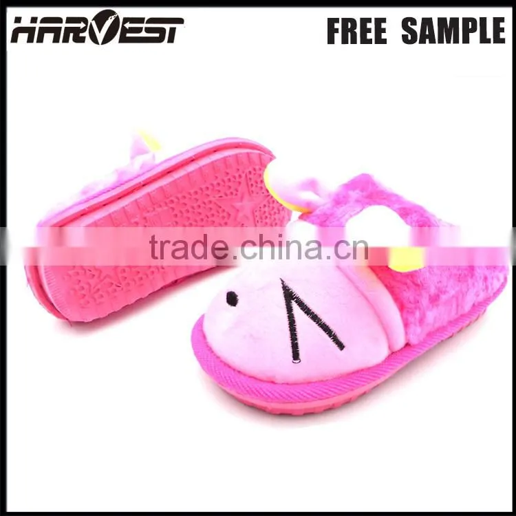 Washable cartoon slipper bedroom , solf plush animal slipper custom