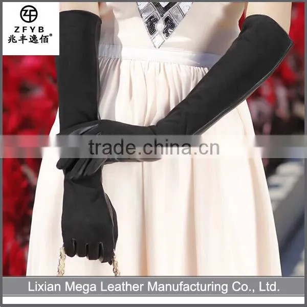 2016 new style wholesale ladies long suede Leather opera long Gloves