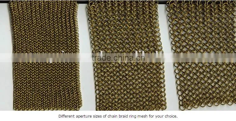 Chain braid ring mesh for building exterior and interior decoration
