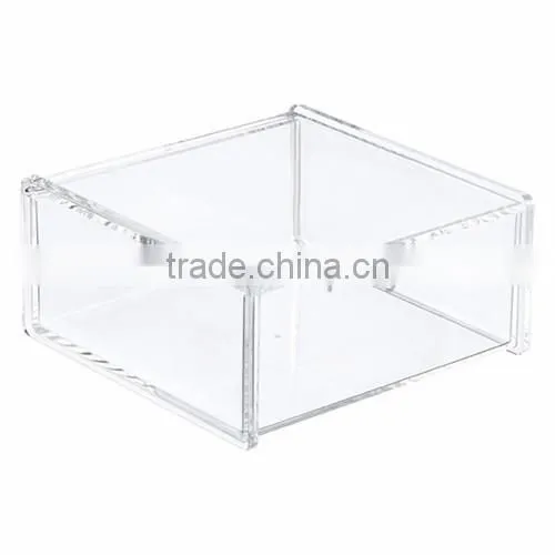 handmade high clear rectangle storage small acrylic box/acrylic cosmetic box/clear acrylic box with dividers with lid