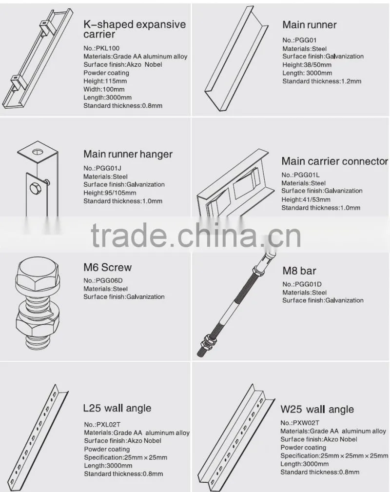 Round Straight Perforations Suspended Metal Ceiling Aluminum K shaped Expansive Ceiling