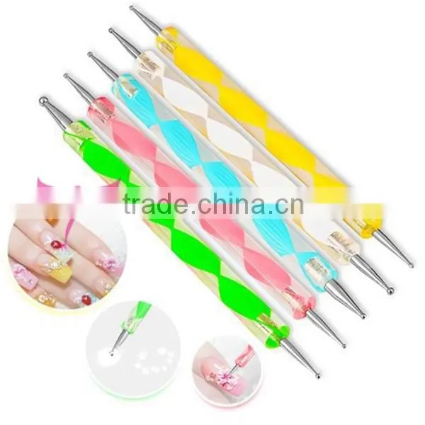 5 PCS 2Way Marbleizing Dotting Manicure Tools Painting Pen Nail Art Paint Pen ES-NDP0009