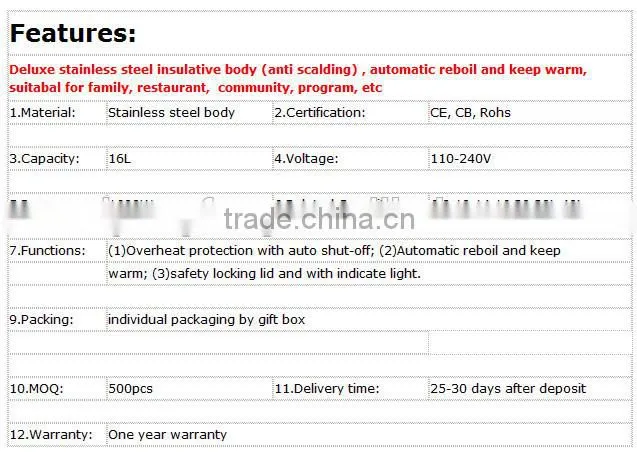 6L -40L YF model with temperature control electric coffee percolator