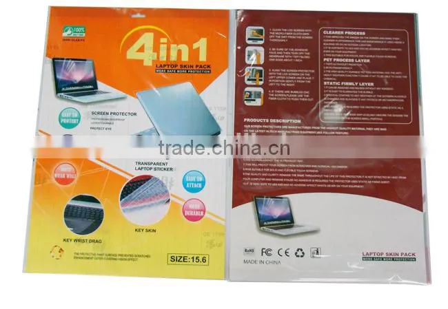 Laptop Skin Pack 4 in 1 with LCD Protective Film & keyboard Skin Protective Film & Transparent Back Skin for Laptop 15.6inch