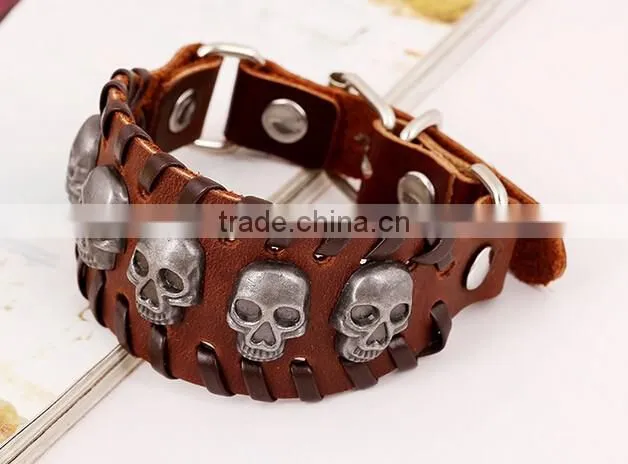 Letter Bracelet Wristband Cuff Real Leather Bracelet For Men Women