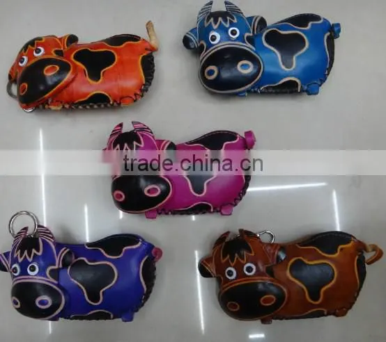 Wholesale Animal Shaped Leather Coin Purse Cow Face Genuine Leather Coin Purse