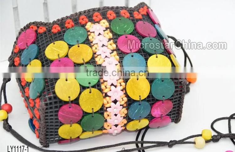 2016 new designs in stock wholesale high quality coconut shell bag for girls wallet