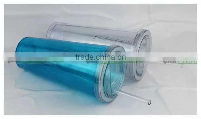 Clear Reusable Plastic Straw Cup with Lid Fruit Infuser