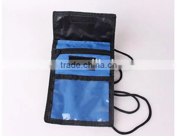 Travel polyester neck pouch passport holder