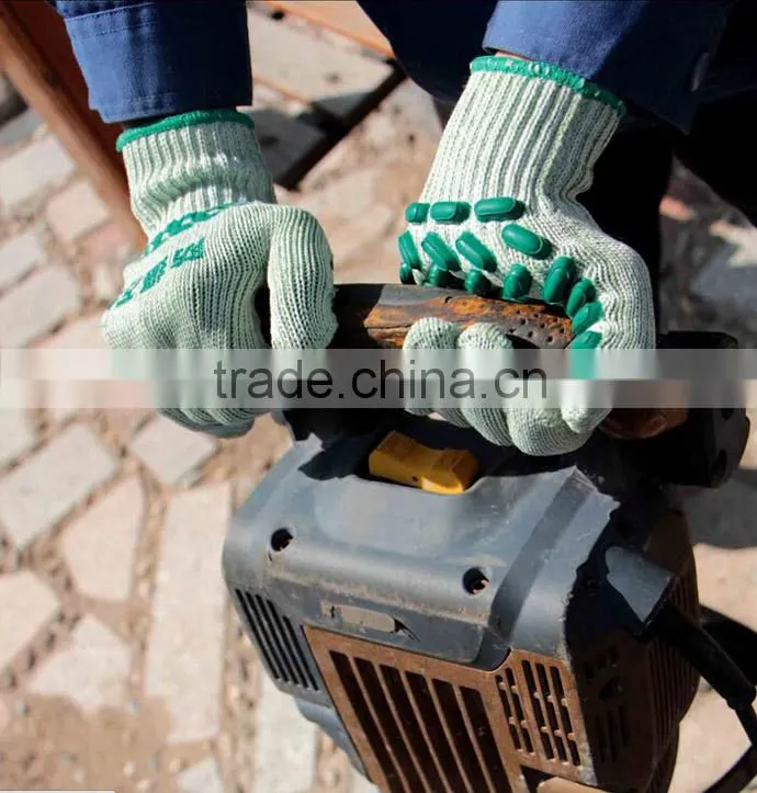 Anti-Vibration 7Gauge T/C Shell latex foam dots coated Safety working gloves machine