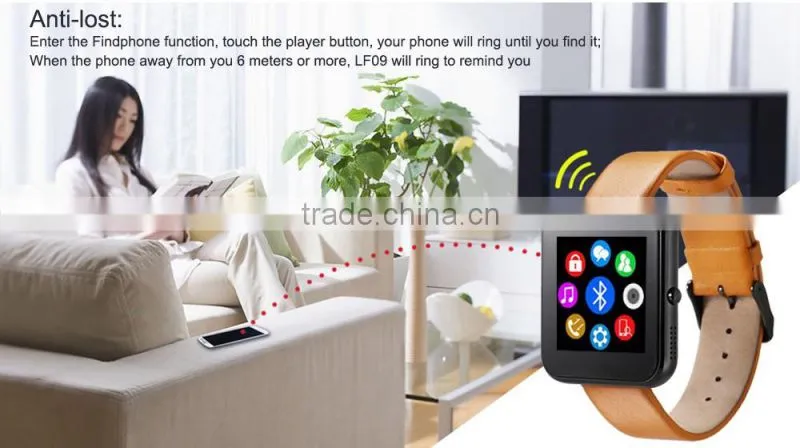 2016 Newest Bluetooth Smartwatch anti lost smart watch LF09 for Apple IOS iPhone S6 S5 S4 Note 3 HTC Android Phone