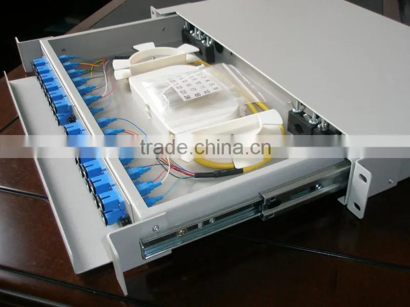 Rack-mount drawer type 19" fiber optic patch panel 12 ports/24 ports optical fiber patch panel
