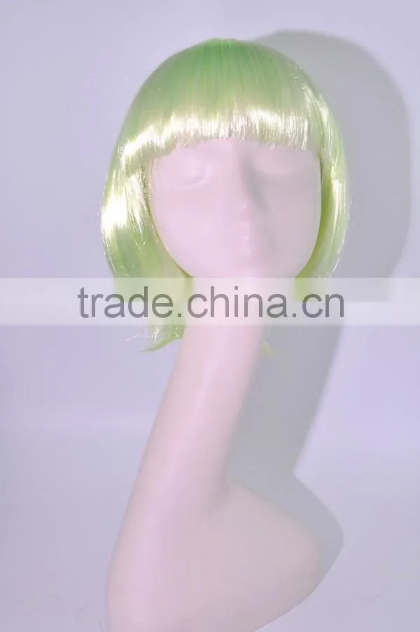 A018 beauty pale green color bob wigs,short synthetic cosplay hair wig in stock