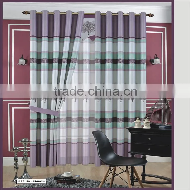 Polyester blackout printed curtain fabric with printed curtain net