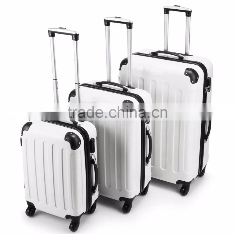 New 3PCS Silver Carry On Luggage Set Trolley Suitcase Travel Bag Spinner ABS PC