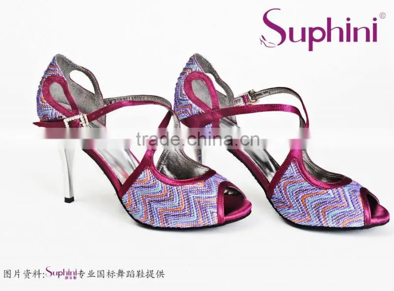 tango shoes PurpleChevron silver slim heel