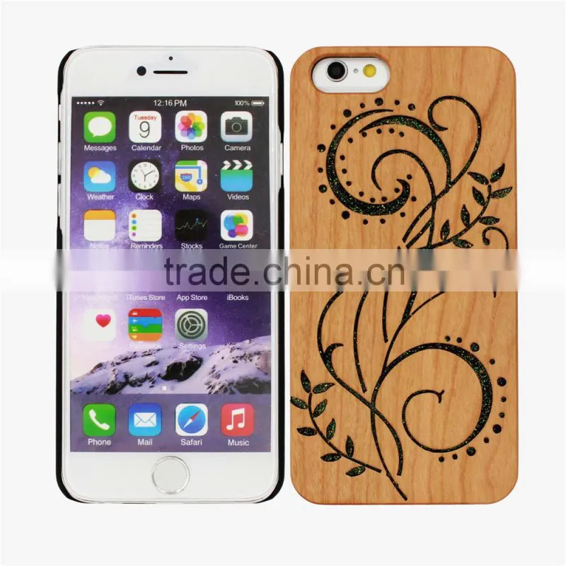 Chinese Style Engrave Flower Pattern Real Wood Phone Case For Iphone 5 Case.