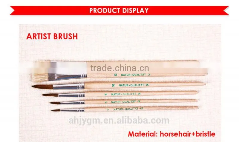6pcs Wooden Handle Horsehair+bristle Hair Artist Brush/oil painting brush