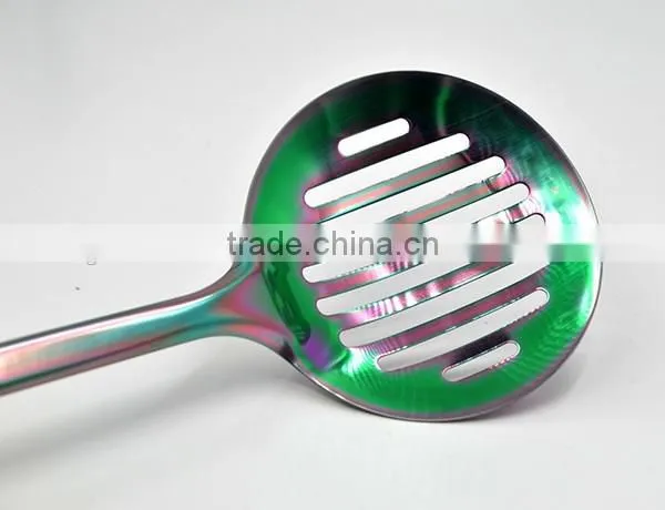 Top selling Non-stick TPR handle Titanize kitchen slotted skimmer spoon