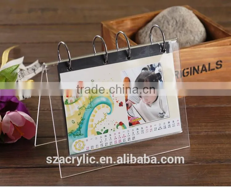 Plastic desk calendar holder in acrylic material