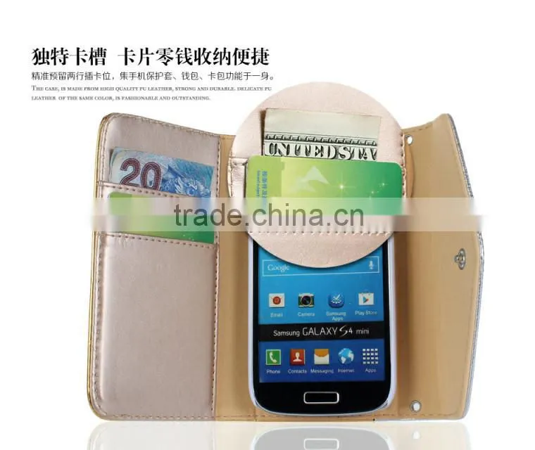 Fashion lady hand bag wallet case for Samsung Galaxy S5 mini wallet pouch