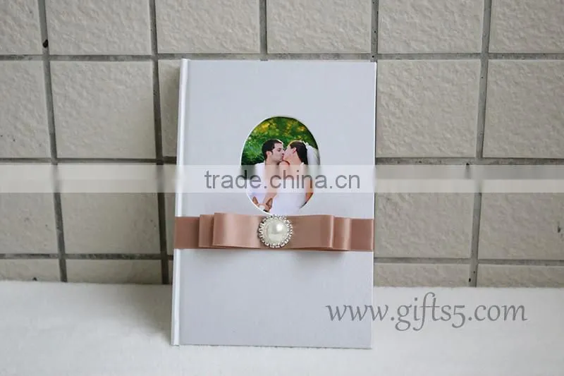 Handmade Hardcover custom wedding guest book with photo frame