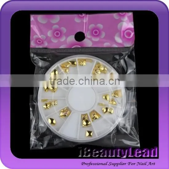 New nail decoration mixed nail gold metal studs