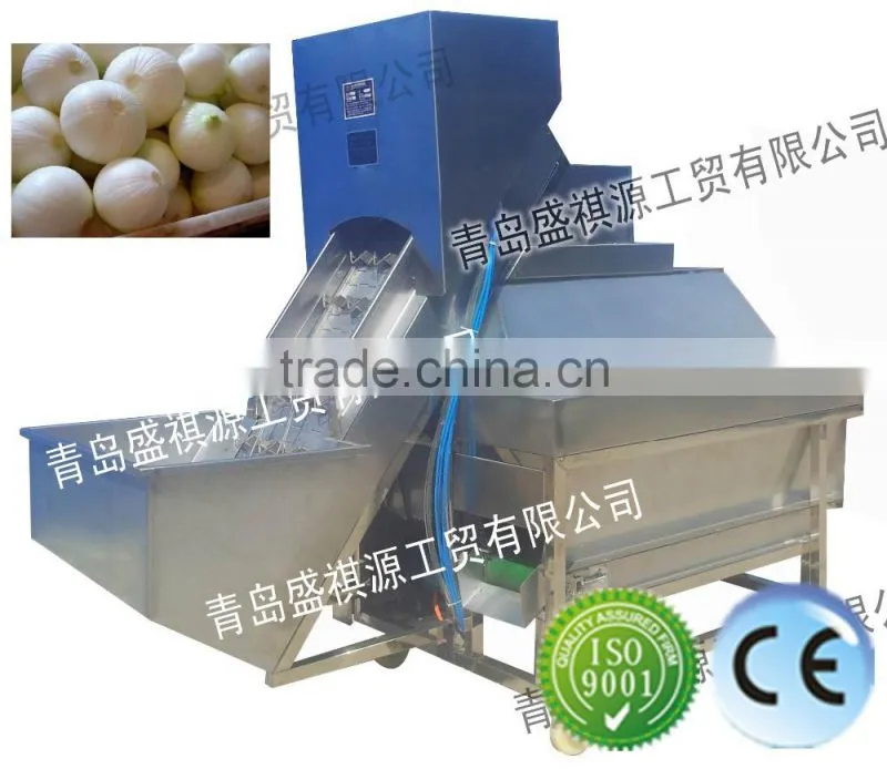 Three belts onion peeling machine/peeling onion machine/onion stripper/onion processing machine
