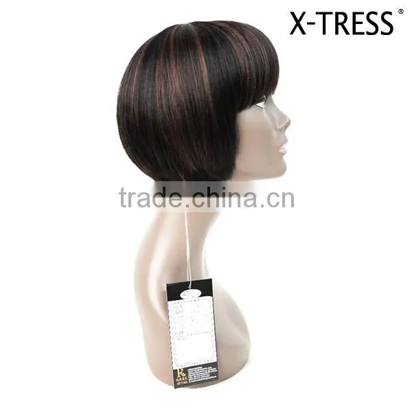 straight high tempreture fibre machine made 92g Wholesale cheap fashion style short synthetic wig