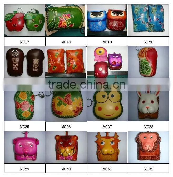 Wholesale High quality Pure hand-made genuine leathter animal coin purse