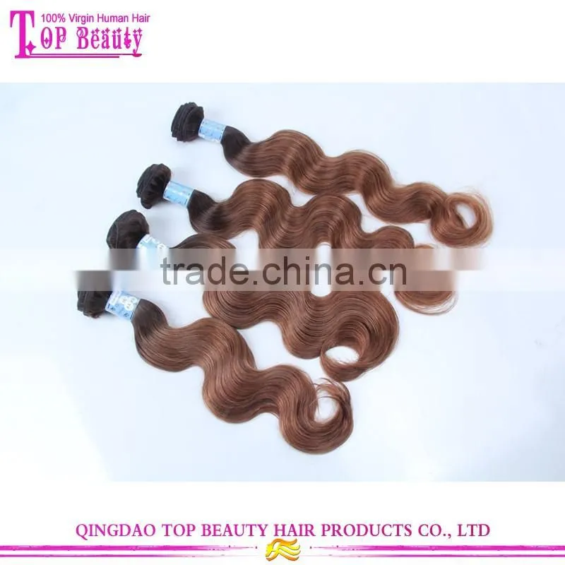 Qingdao Hot Sale Two Tone Color Remy Human Hair Mink Peruvian Hair Body Wave Hair Weave