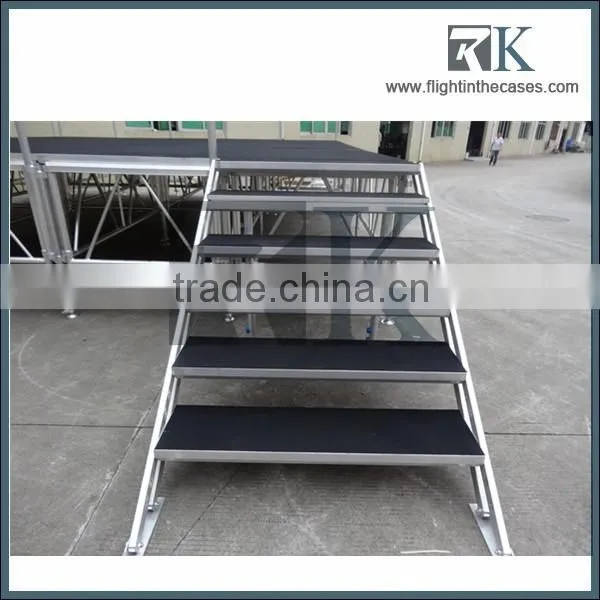 factory price aluminum portable stage for sale with guard rails and stair